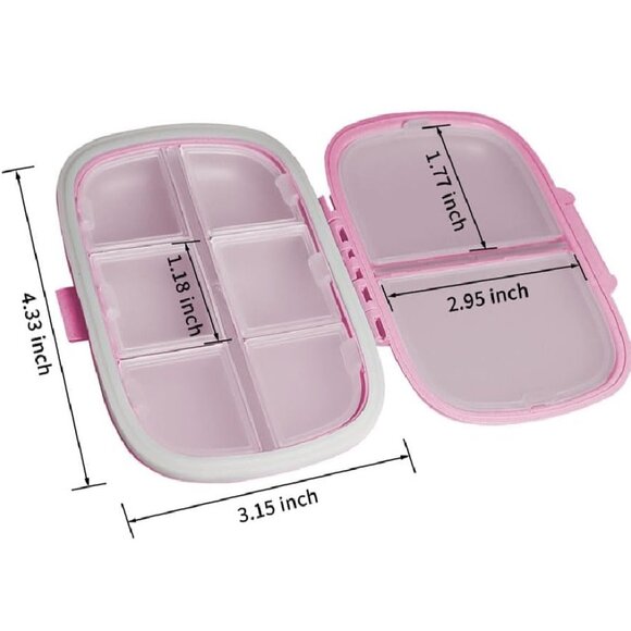 Daily Pill Organizer 8 Compartments, Medicine Pill Box Travel Case Pink NEW - Picture 3 of 10